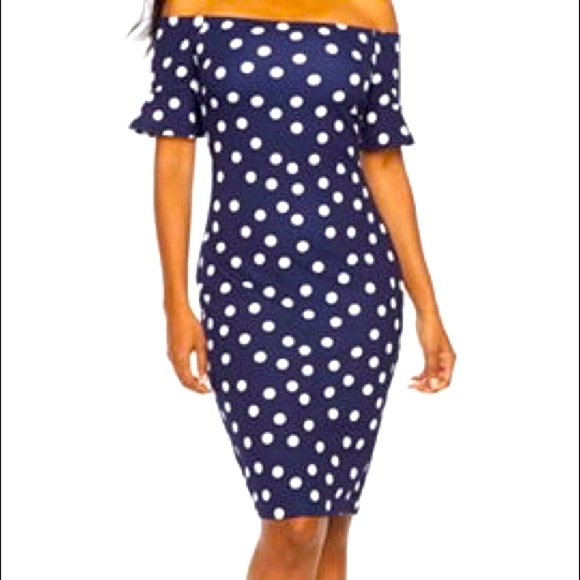 premier Amour Dresses & Skirts - Premier Amour Blue and white polka dot dress.